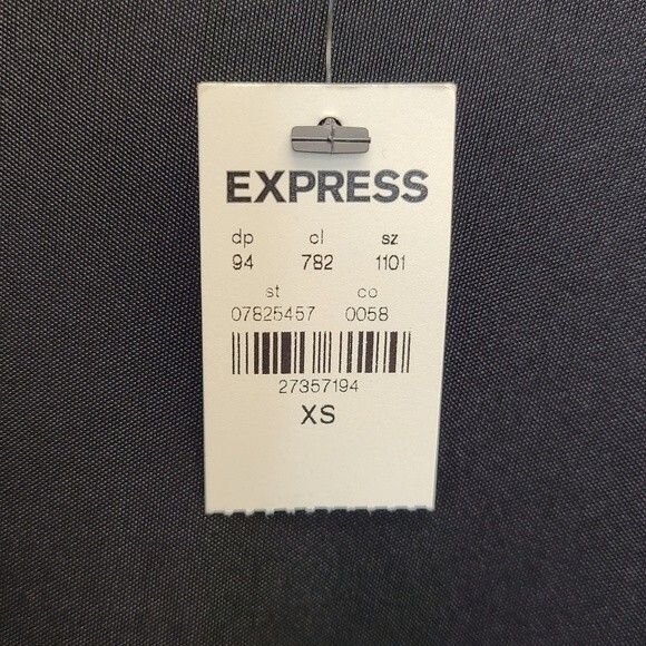 NWT EXPRESS Black Satin Cap Padded Shoulder Sleeve Ruched Dress XS - Picture 11 of 16